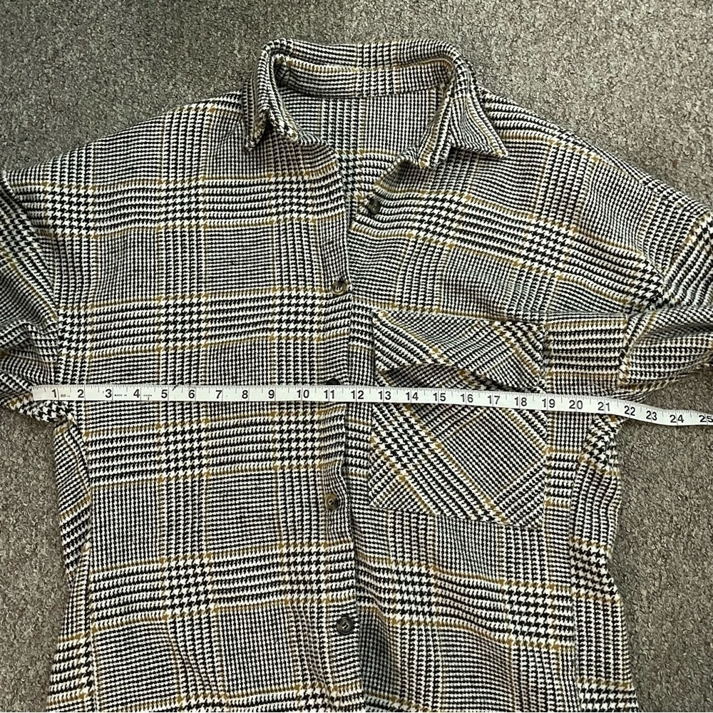 SHEIN Heavyweight Casual Preppy Plaid Button Down Flannel Shirt Top One Size - Picture 10 of 10